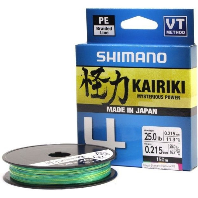 Леска плетёная SHIMANO KAIRIKI 4 PE 150 м разноцветная 0,28 мм 26 кг LDM54TE4028015M
